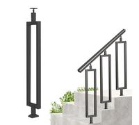 Junvstor Single Post Stair Railing Post Kit for Steps, Metal Staircase Spindle Post, Side Mounted Baluster Sqaure Post Grab Rails, Metal Banister Column for Basement Stairs(Floor mount,85cm(33.5in))