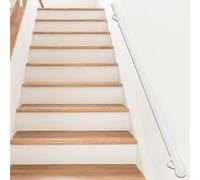 Junvstor Stair Handrail, 1m 2m 3m 4.5m 6m White Banister Handrail, Industrial Pipe Clothes Rail, Industrial Pipe Stair Staircase Hand Rail For Elder And Child, Safety Grab Bar(4ft/120cm)