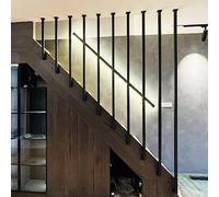 Junvstor Stair Railing, Ceiling Mounted Staircase Handrail, 30-150cm, L-type Bannister Guardrail, Wrought Iron Stairway Grab Rail Non-slip Safety Support Handle for Loft Villa, Black Square(3ft/90cm)
