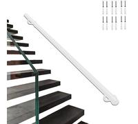 Junvstor White Handrail for Stairs, 80cm 120cm 1m 1.5m 2m 2.5m 3m Wall Mount Staircase Banisters Railing Support Rod, Non-slip Round Pipe Grab Bar for Loft Corridor Steps(4ft/120cm)