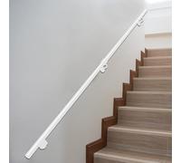 Junvstor White Stairs Handrail, 1m 1.5m 2m 3m 4m 5m 6m Staircase Banister | Wall Step Grab Bar for Indoors Outdoors Industrial Stairway Hand Rails Loft Corridor(16.4ft/500cm)