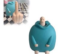Junwait Funny Smiling Middle Finger Statue Ornaments, Novelty Resin Finger Man Sculpture Decorations, Quirky Middle Finger Hand Statue for Table Shelf Office Desktop Decoration