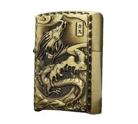 junweideyi 2Pcs Chinese Style Lighter of The Gifts，Replaceable for Zippo (Only Case), Compatible Insert Size 3.6cm * 1.2cm * 5cm，Lighter Housing (Qinglong)