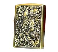 junweideyi 2Pcs Chinese Style Lighter of The Gifts，Replaceable for Zippo (Only Case), Compatible Insert Size 3.6cm * 1.2cm * 5cm，Lighter Housing (Guan Yu A)