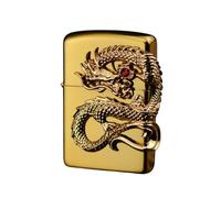 junweideyi Chinese Dragon Lighter 2024 Year of the Dragon Gifts,Replaceable for Zippo (Only Case), Compatible Insert Size 3.6cm * 1.2cm * 5cm (Gold)