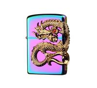 junweideyi Chinese Dragon Lighter 2024 Year of the Dragon Gifts，Replaceable for Zippo (Only Case), Compatible Insert Size 3.6cm * 1.2cm * 5cm (Colorful)