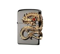 junweideyi Chinese Dragon Lighter 2024 Year of the Dragon Gifts，Replaceable for Zippo (Only Case), Compatible Insert Size 3.6cm * 1.2cm * 5cm (Black)