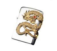 junweideyi Chinese Dragon Lighter 2024 Year of the Dragon Gifts，Replaceable for Zippo (Only Case), Compatible Insert Size 3.6cm * 1.2cm * 5cm (White)