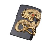 junweideyi Chinese Dragon Lighter 2024 Year of the Dragon Gifts，Replaceable for Zippo (Only Case), Compatible Insert Size 3.6cm * 1.2cm * 5cm (Black)