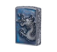 junweideyi Chinese Dragon Lighter 2025 Year of the Dragon Gifts,Replaceable for Zip (Only Case), Compatible Insert Size 3.6cm * 1.2cm * 5cm (Blue)