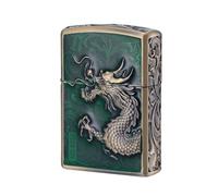 junweideyi Chinese Dragon Lighter 2025 Year of the Dragon Gifts,Replaceable for Zip (Only Case), Compatible Insert Size 3.6cm * 1.2cm * 5cm (Green)