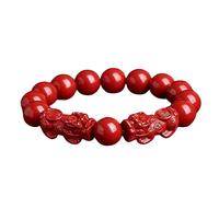 junweideyi Feng Shui Cinnabar Bracelet for Women,cinnabar Powder Feng Shui Bracelet,Feng Shui Bracelet for Wealth and Protection Good Luck Money Amulet (12mm)