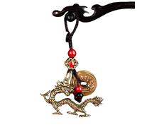 junweideyi Feng Shui Keychains,Zodiac Vintage Brass Money Bag Keychain Chinese Five Emperors Coins Car Key Rings Charm Pendant (Zodiac Dragon)