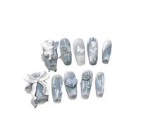 junweideyi Handmade press on nails Bling Coffin Press on Nails Fake Nails Tips Full Cover False Gradient Nails for Women and Girls 10PCS (style 7/L, )