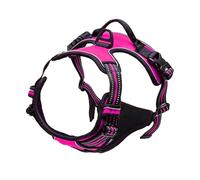 junweideyi No Pull Dog Harness Adjustable Reflective Oxford Easy Control Small Medium Large Dog Harness/Set (Plum Red, M)