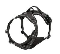 junweideyi No Pull Dog Harness Adjustable Reflective Oxford Easy Control Small Medium Large Dog Harness/Set (black, L)