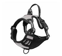 junweideyi No Pull Dog Harness Adjustable Reflective Oxford Easy Control Small Medium Large Dog Harness/Set (Grey, M)