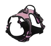 junweideyi No Pull Dog Harness Adjustable Reflective Oxford Easy Control Small Medium Large Dog Harness/Set (Pink, M)