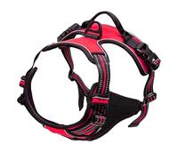 junweideyi No Pull Dog Harness Adjustable Reflective Oxford Easy Control Small Medium Large Dog Harness/Set (red, S)