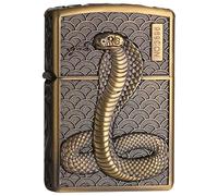 junweideyi Snake Lighter 2025 Year of the Snake Gifts，Replaceable for Zippo (Only Case), Compatible Insert Size 3.6cm * 1.2cm * 5cm