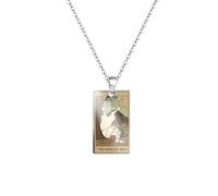 junweideyi The Fool Cat Tarot Card Pendant Necklace, Silver Chain, Mystical Design (13 Hanged Man)