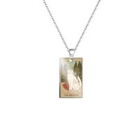 junweideyi The Fool Cat Tarot Card Pendant Necklace, Silver Chain, Mystical Design (4 The Empress)