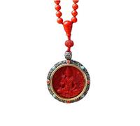 junweideyi Zodiac Eight Guardian God Pendant Cinnabar Amulet Zodiac Animal Necklace with Adjustable Bead Chain Feng Shui Vermilion Necklace, Feng Shui Vermilion Necklace for Men and Women, (style9)