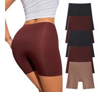 Junya Women's Anti-Chafing Seamless Chub Rub Slip Shorts 7 Pack for Under Dresses Yoga Stretchy Safety Knickers Long Briefs (UK, Alpha, S, Regular, Regular, 2*Black/2*Maroon/Coffee brown)