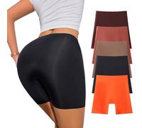 Junya Women's Anti-Chafing Seamless Chub Rub Slip Shorts 7 Pack for Under Dresses Yoga Stretchy Safety Knickers Long Briefs (UK, Alpha, S, Regular, Regular, Black/Maroon/Coffee brown/Orange/Caramel)