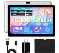 JUNYANG Android 13 Tablet with SIM Card Slot,10.1 Inch Cellular Tablets with Case, 4G LTE Tablet & Phone (Makes Calls), 64GB ROM (1TB Expand), 5MP+8MP Camera BT5.0 GPS 5G WiFi, Parental Control