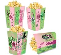 Junyaoii 24pcs Witch theme Party Popcorn Boxes ,Green and Pink Popcorn Treat Boxes Dessert Cookie for Birthday Party Decorations
