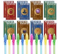 Junyaoii Pack of 24 Magic Wizard Party Favours, 12 UV Gel Pens and 12 Magical School Mini Notebooks, Children's Birthday Party Favours, Advent Calendar & Small Children's Gifts