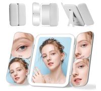 Junyaoxuan Tri-fold Vanity Mirror with Light,1X/5X/10X/20X/30X Makeup Magnifying Mirror with Lights,Rechargeable Travel Makeup Mirror with Foldable Stand,Dimmable in 3 Colors,Touch Control