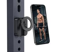 Junyeseri 2 Pack 3-in-1 Magnetic Phone Holder for Gym, Strong Magnets Attach to Metal Surface, Portable Phone Mount for Garage Gym/Travel with Tray Table Clamp