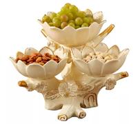 JUNYFFF 3 Tier Fruit Bowl Decorative Serving Stand for Kitchen Dining Table, Modern Ceramic Tiered Display Organizer for Fruit Dessert Snack Party Decor Living Room Centerpiece