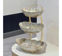 JUNYFFF 3 Tier Fruit Bowls for Kitchen Counter, Ceramic Fruit Bowl with Metal Rack, Porcelain Kitchen Bowls Veggies Snack Nuts Bread Candy Dessert Cake Tray,A