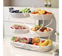 JUNYFFF 5-Tier Fruit Baskets, Decorative Countertop Fruit Basket Fruit Bowl Bread Basket Vegetable Rack for For Fruit, Vegetables, Snacks, Home, Kitchen Storage,White
