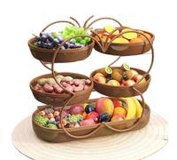 JUNYFFF 5-Tier Fruit Baskets, Decorative Countertop Fruit Basket Fruit Bowl Bread Basket Vegetable Rack for For Fruit, Vegetables, Snacks, Home, Kitchen Storage,Brown