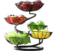 JUNYFFF 5-Tier Fruit Baskets, Kitchen Fruit Holder, Detachable 5 Tier Metal Fruit Basket Kitchen Storage Bread Vegetable Fruit Bowl Stand, for For Fruit, Vegetables, Snacks, Kitchen Storage,Black