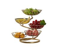 JUNYFFF 5-Tier Fruit Baskets, Kitchen Fruit Holder, Detachable 5 Tier Metal Fruit Basket Kitchen Storage Bread Vegetable Fruit Bowl Stand, for For Fruit, Vegetables, Snacks, Kitchen Storage,Gold
