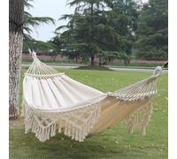 JUNYFFF Backyard Hammock with Tassels Bearing 260Kg Durable Canvas Fabric Style with Thickened Rope And Carry Bag for Outdoor, Garden, Patio, Wedding Decor,D