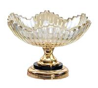 JUNYFFF Countertop Fruit Bowl Fruit Basket Crystal Glass Fruit Plate - Modern Creative Living Room Office Party Fruit Tray Bowl Stand,Gold