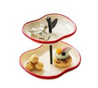 JUNYFFF Fruit Basket Stand Ceramic Fruit Bowl with 2 Tiers - Ceramic Fruit Plate 2-Tier Modern Fruit Bowl for Kitchen Vegetable Snacks Candy Storage,A