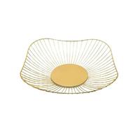 JUNYFFF Fruit Bowl, 31X31cm Large Wire Fruit Bowl, Metal Fruit Basket, Durable,Gold