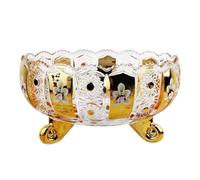 JUNYFFF Fruit Bowl for Kitchen Counter, Glass Fruit Basket, Pedestal Fruit Bowl, Decorative Bowl for Table Countertop, Dinning Room, Living Room Decor, Gold