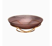 JUNYFFF Fruit Bowl Glass, for Kitchen Counter Fruit Basket, with Metal Bracket, Large 27Cm Table Centerpieces, for Home,Office,Wedding Decor, Fruit, Snack, Dessert,Purple