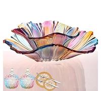 JUNYFFF Fruit Bowl Plate Basket Fashion Colorful Crystal Glass Fruit Plate Modern Creative Living Room Office Party with Lid Candy Jar Biscuit Box Containers (Fruit Plate*2, Candy Jar*2),A