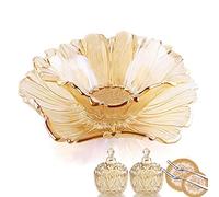 JUNYFFF Fruit Bowl Plate Basket Fashion Colorful Crystal Glass Fruit Plate Modern Creative Living Room Office Party with Lid Candy Jar Biscuit Box Containers (Fruit Plate*2, Candy Jar*2),S