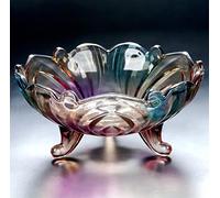 JUNYFFF Large Crystal Fruit Bowl - Candy & Serving Bowl, Decorative Home/Office Multipurpose Tray, Eco-Friendly Glass, 24Cm, Multi Colored