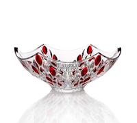 JUNYFFF Large Glass Crystal Fruit Bowl Candy Bowl Serving Bowl Decorative Bowl Home/Office Multipurpose Tray Crystal Eco-Friendly Glass Bowl, 24Cm,B